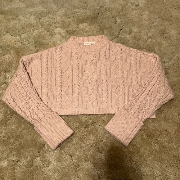 Sugar Moon Sweaters - Elegant Pink Cable Knit Turtleneck Sweater